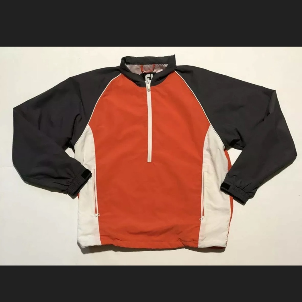 FootJoy Mens Size Medium Orange Grey White 1/2 Zip
